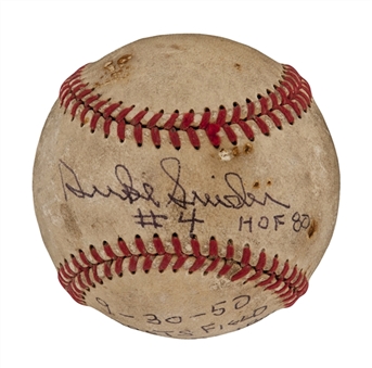 1950 Duke Snider Game Used and Signed Home Run Baseball (9/30/50) (MEARS/JSA)
